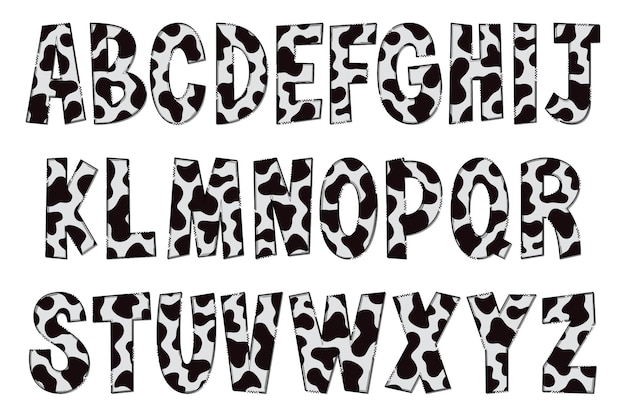 Textura vaca artesanal letras color arte creativo diseño tipográfico