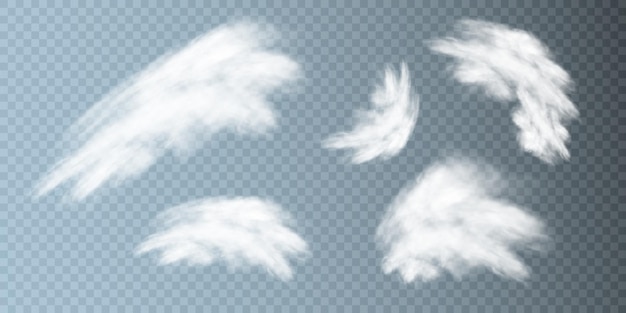 Textura de vapor, humo, niebla, nubes. humo aislado vectorial. efecto de remolino de aire.