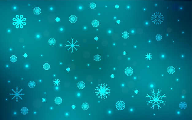 Textura de vector azul oscuro con copos de nieve de colores