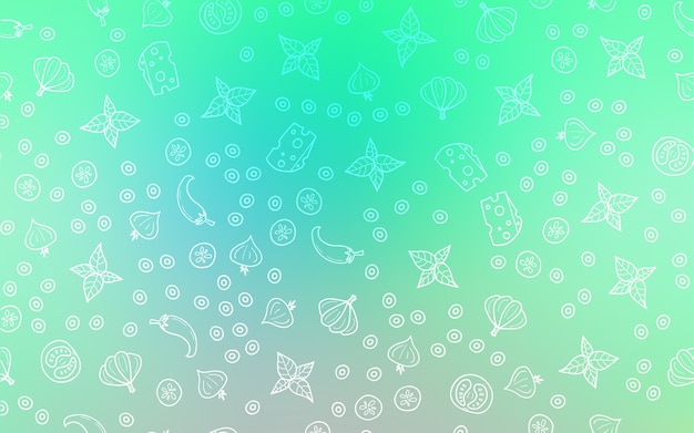 Textura de vector verde claro con deliciosos aperitivos