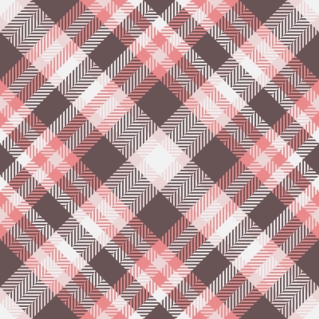 Textura vectorial a cuadros de patrón de fondo de tartan con un tejido de cheque sin costuras en colores pastel y rojo