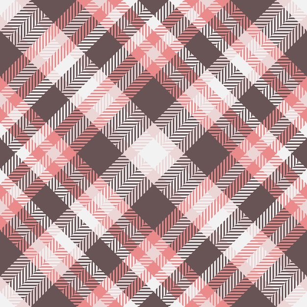 Textura vectorial a cuadros de patrón de fondo de tartan con un tejido de cheque sin costuras en colores pastel y rojo