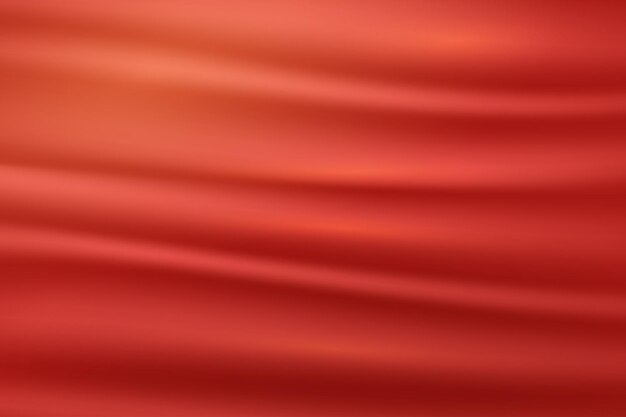 Textura vectorial de tela de cortina de satén de seda sobre un fondo lujoso Material de cortina liso y brillante en color naranja rojo
