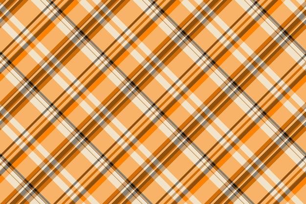 Textura vectorial textil de tela a cuadros con un fondo de tartan sin costuras en colores naranja y claro