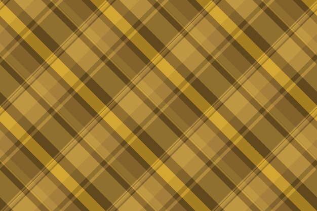 Textura de verificación vectorial de tela sin costura a cuadros con un patrón de tartan de fondo textil en colores ámbar y oro antiguo