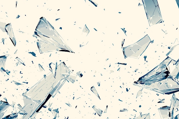 Textura de vidrio roto fracturado astillas fragmentos patrón de fragmentos de grieta explotado fondo vectorial