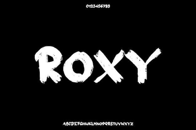 Texturado Roxy Creative Vector Grunge Display Diseño de fuentes alfabéticas