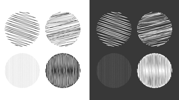 Texturas de círculos abstractos granulados en monocromo
