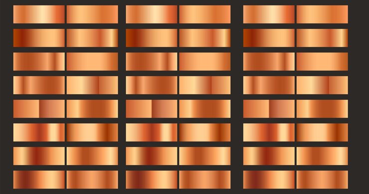 Vector texturas de gradiente metálico de cobre