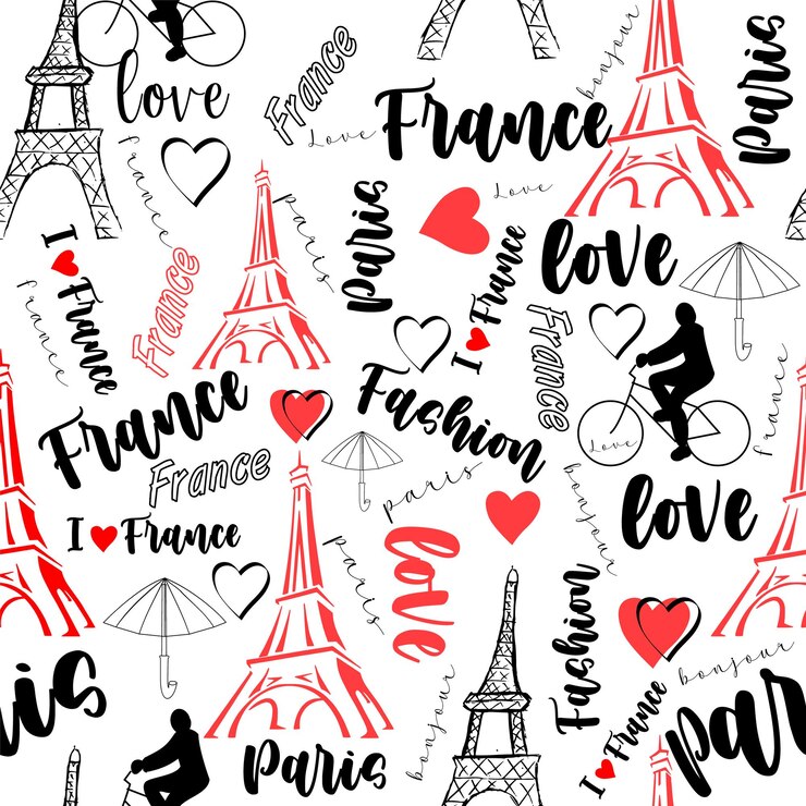 Vector texturas superficiales del fondo de la trama perfecta de la palabra del arte del fondo de la moda de francia