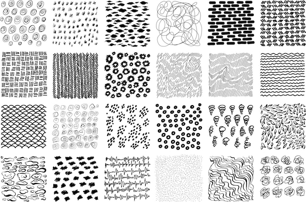 Texturas vectoriales abstractas dibujadas a mano patrones gráficos mínimos en forma de fenómenos naturales