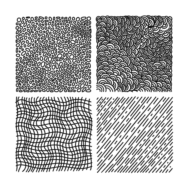 Texturas vectoriales dibujadas a mano con diferentes formas Fondos vectoriales abstractos