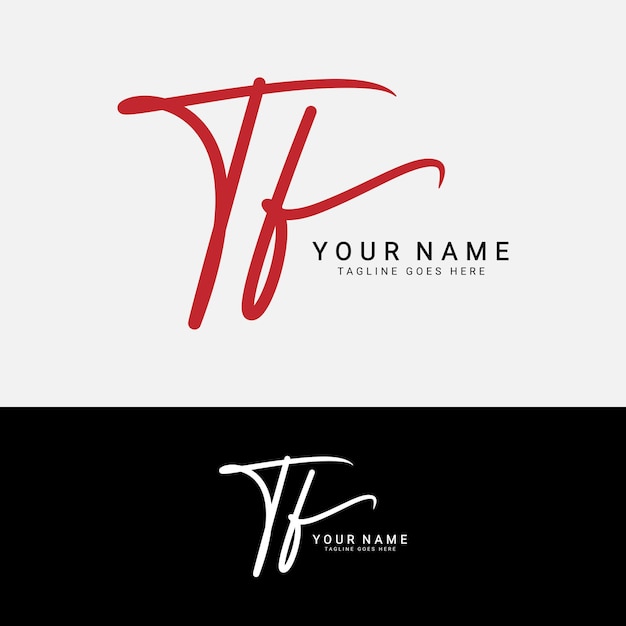 TF Logotipo de la letra inicial Alfabeto TF logotipo de la firma escrita a mano