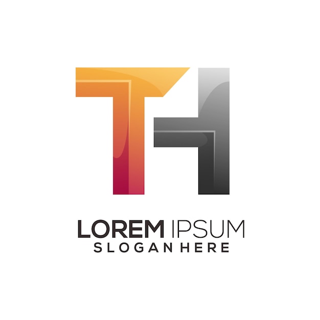 Th iniciales letra colorida ilustración abstracta de logotipo degradado
