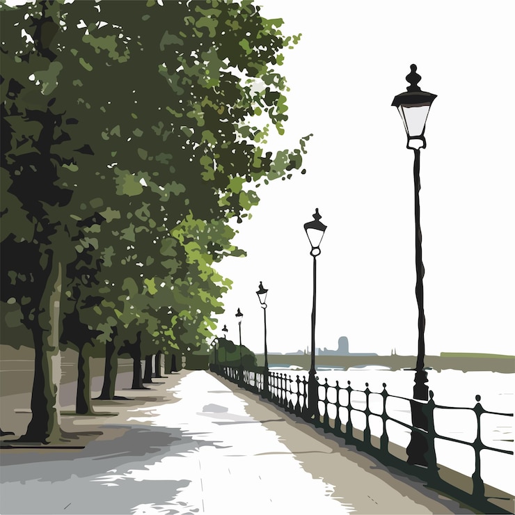 Vector thameside walk clipart aislado en un fondo blanco