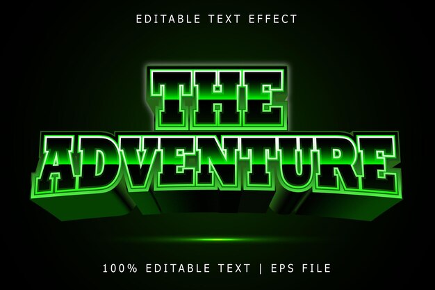 The adventure editable text effect 3 dimension relieve estilo moderno