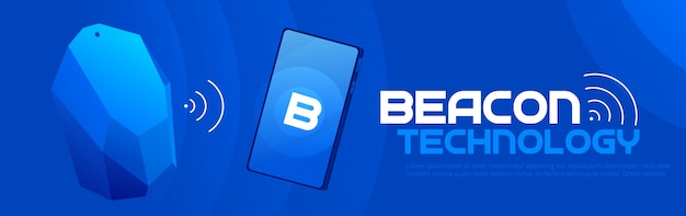 The Beacon Boom: un banner de tecnología Beacon Fitting Estrategia local de SEO. Una ilustración plana