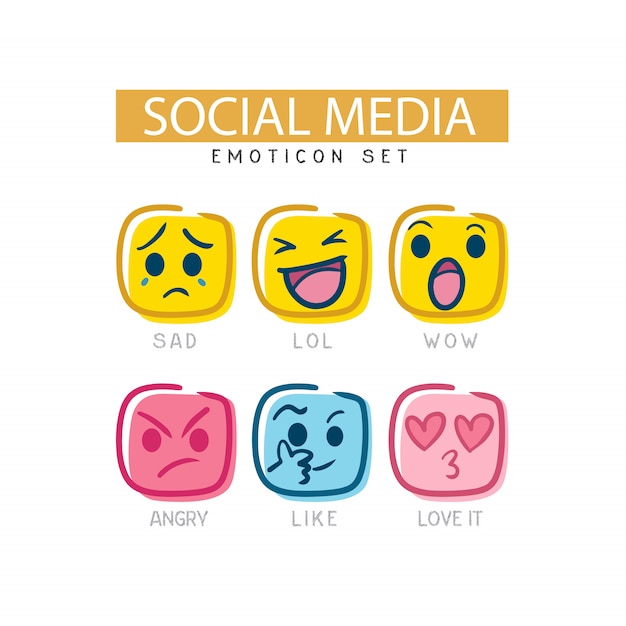 The cute social media emoticon set