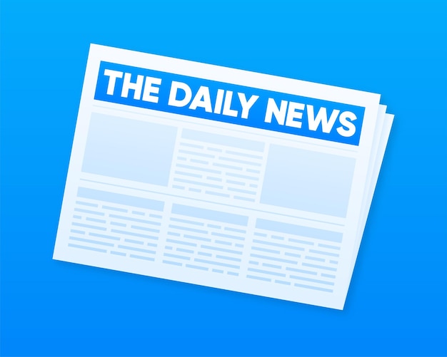 The Daily News Periódico doblado En blanco para plantilla de página de noticias Ilustración vectorial