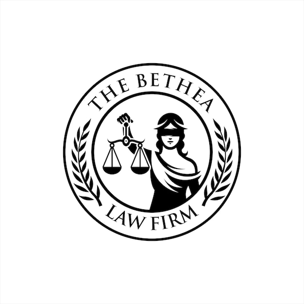 The goddess of Justice lady justice logo design vintage vector