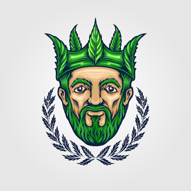 The king of crown cannabis logo mascot ilustraciones