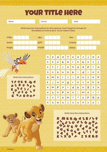 the lion king vocabulary worksheet