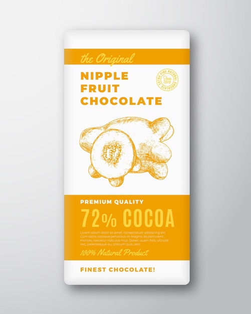 The original finest chocolate abstract vector packaging design label modern typography and hand drawn nipple fruit sketch silueta diseño de fondo aislado