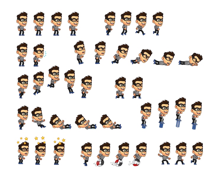 Vector thief game character sprite