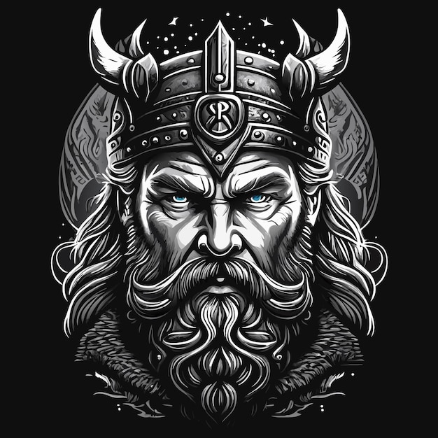Vector threads of northern legacy camiseta artistry que representa rostros de la era vikinga