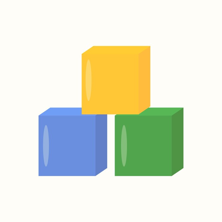 Vector three colorful stacked blocks
