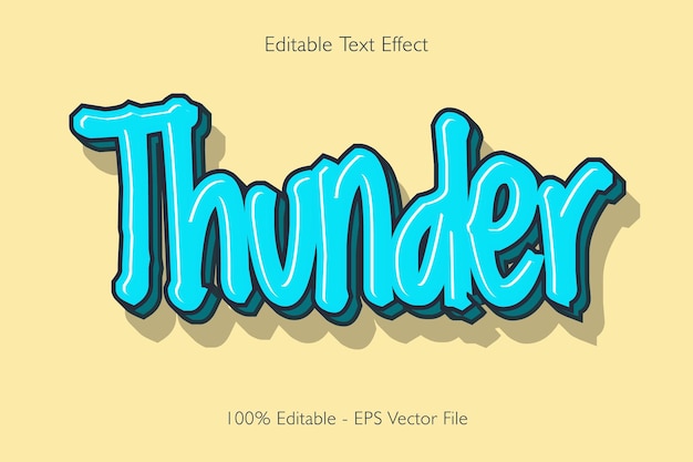 Thunder Editable Text Effect 3 D Relieve Diseño de estilo plano