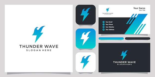 Thunder wave logo icono símbolo plantilla logo y tarjeta de visita