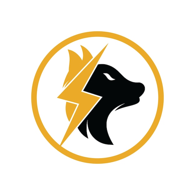 Thunder wolf logo design Power Animal salvaje y Energy logo concepto icono vector