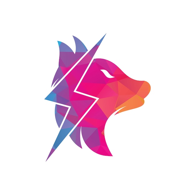 Thunder wolf logo design Power Animal salvaje y Energy logo concepto icono vector