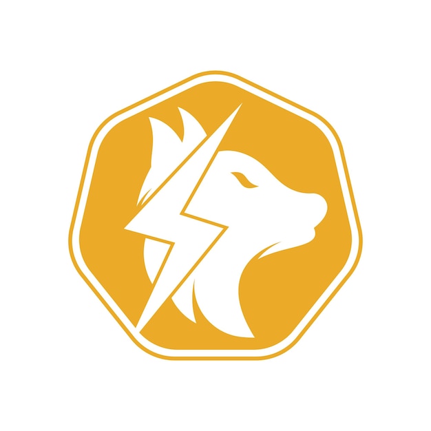 Thunder wolf logo design Power Animal salvaje y Energy logo concepto icono vector