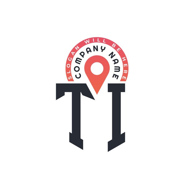 TI Logotipo de ubicación Diseño para reclutamiento de recursos humanos y navegación Carta TI Logotipo con icono de ubicación para negocios y tecnología