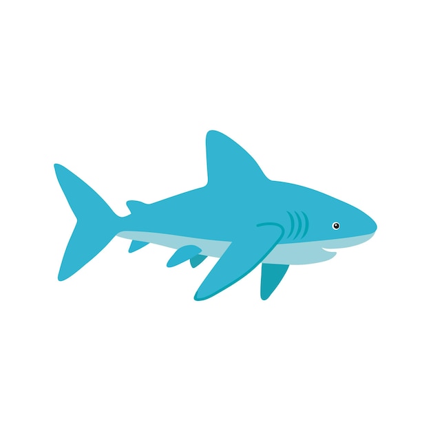 Tiburón azul marino vectorial Ilustración dibujada a mano para el diseño de viajes