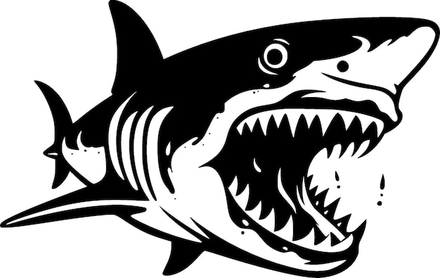 Tiburón blanco y negro icono aislado ilustración vectorial