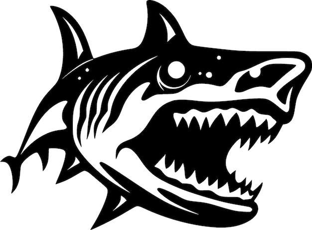 Vector tiburón blanco y negro icono aislado ilustración vectorial