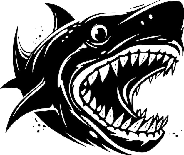 Tiburón blanco y negro icono aislado ilustración vectorial