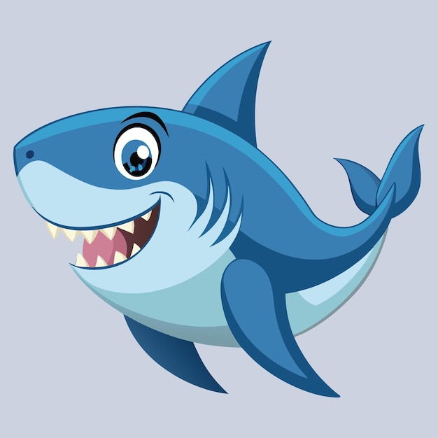 Tiburón de dibujos animados sonriendo y listo para jugar