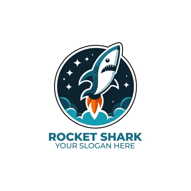 Tiburón con diseño de logotipo de lanzacohetes