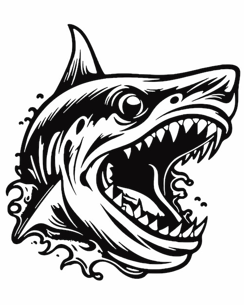Vector tiburón enojado con dientes afilados