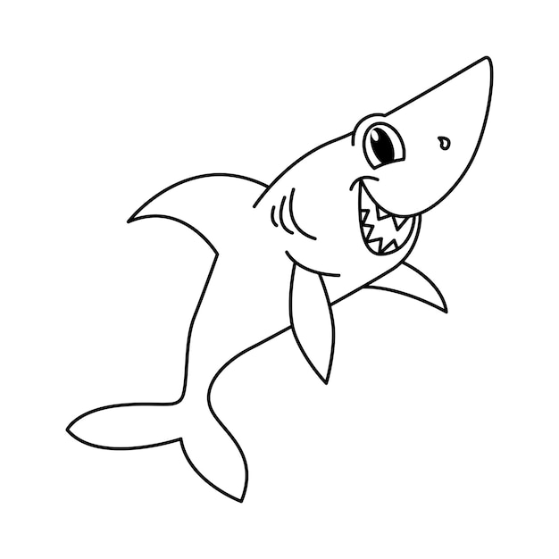 Tiburón lindo con personajes de dibujos animados de cabeza de vaquero ilustración vectorial Para niños libro para colorear