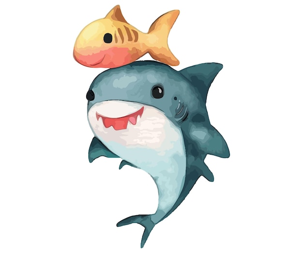 Un tiburón y un pez en la cabeza