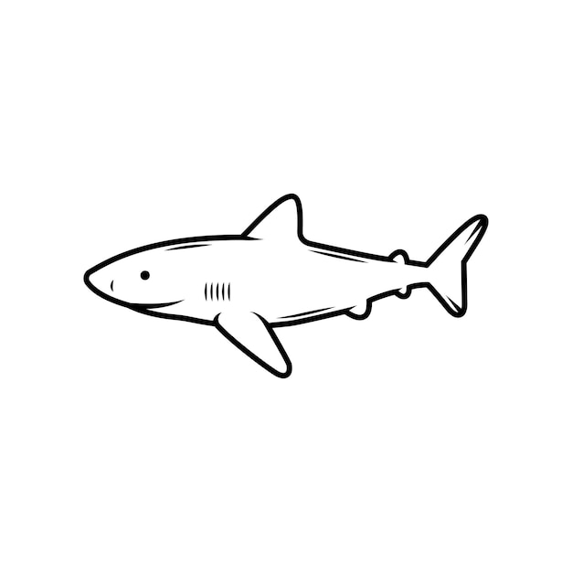 Tiburón retro vintage. Puede usarse como emblema, logotipo, insignia, etiqueta. marca, cartel o impresión. Monocromo