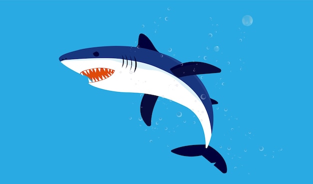 Vector tiburón vectorial nadando en el océano