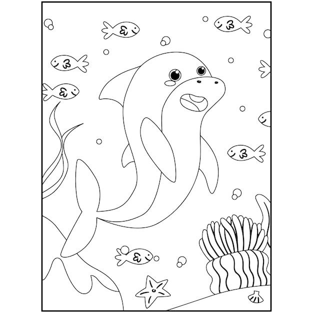 Tiburones para colorear para niños premium vector