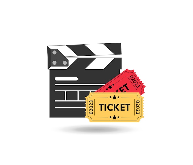 Ticket de cine con icono de tablero abierto en estilo de moda