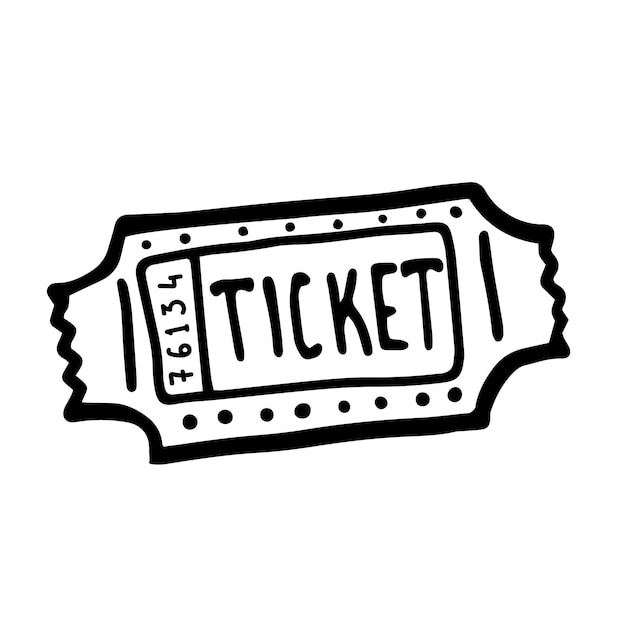 Vector ticket retro ticket vintage en estilo doodle ilustración aislada